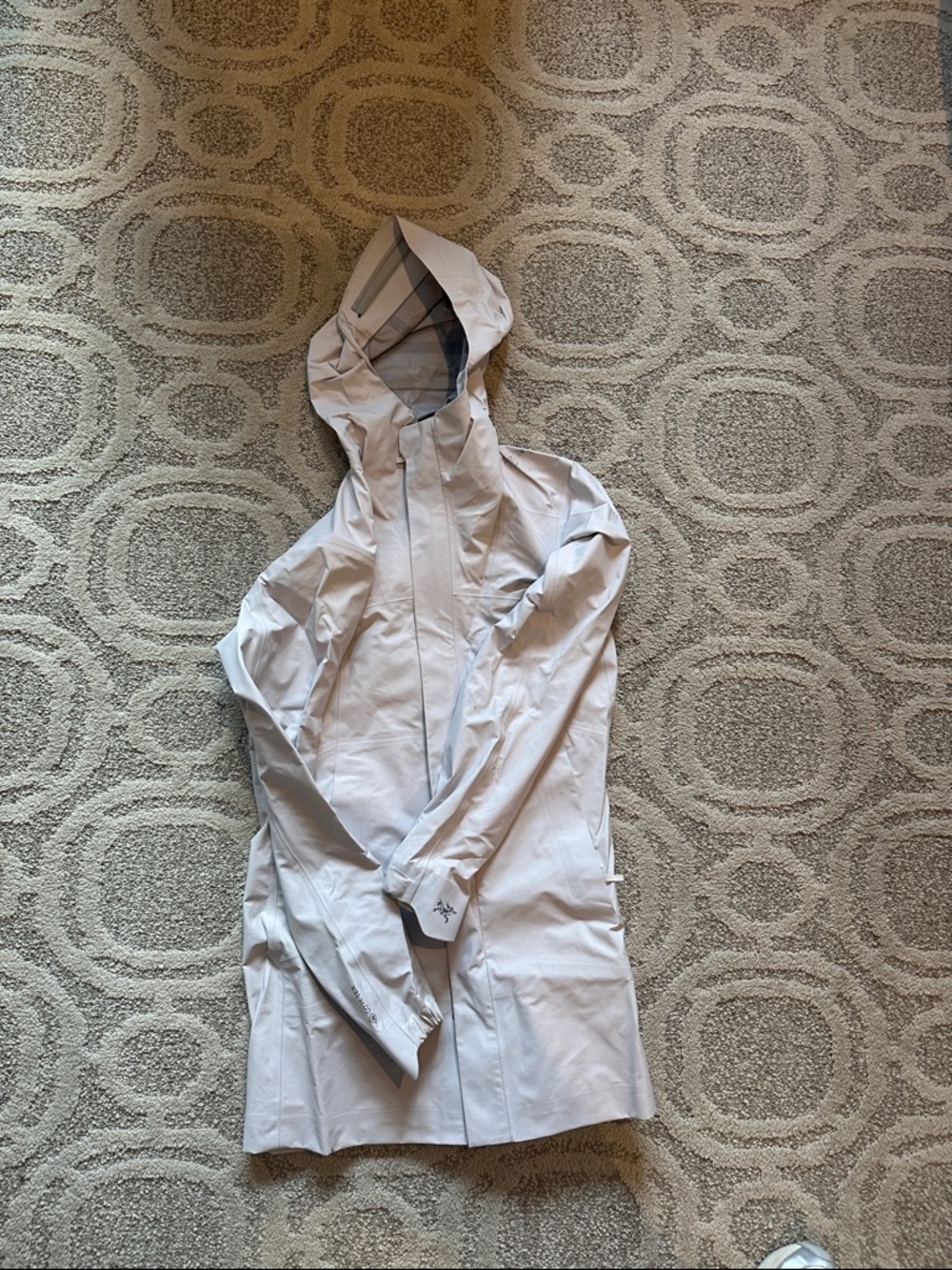 Arc’teryx Light Gray Hooded Rain Jacket
